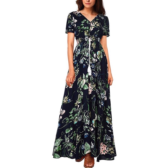Dresses & Skirts - Women’s Long Maxi Floral Print Dress
